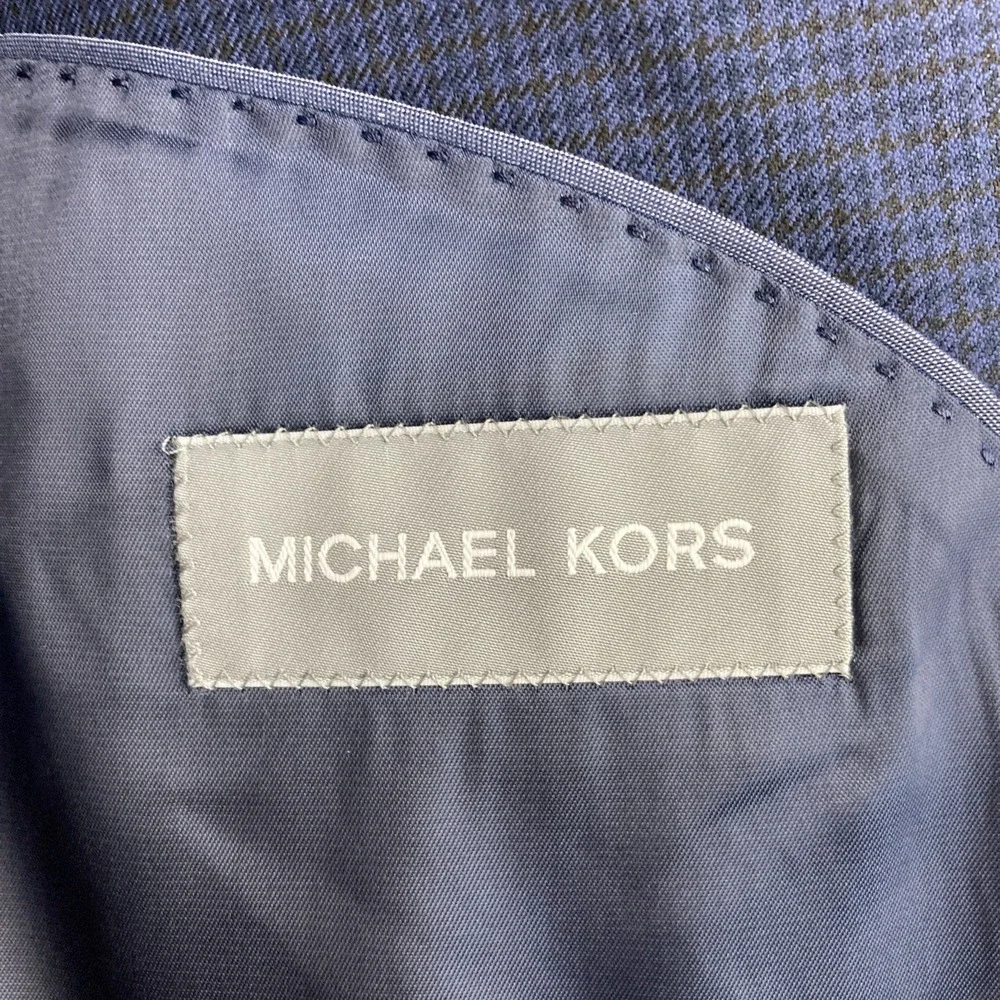 Michael Kors Men's Classic-Fit Houndstooth Sport Coat 54L Navy